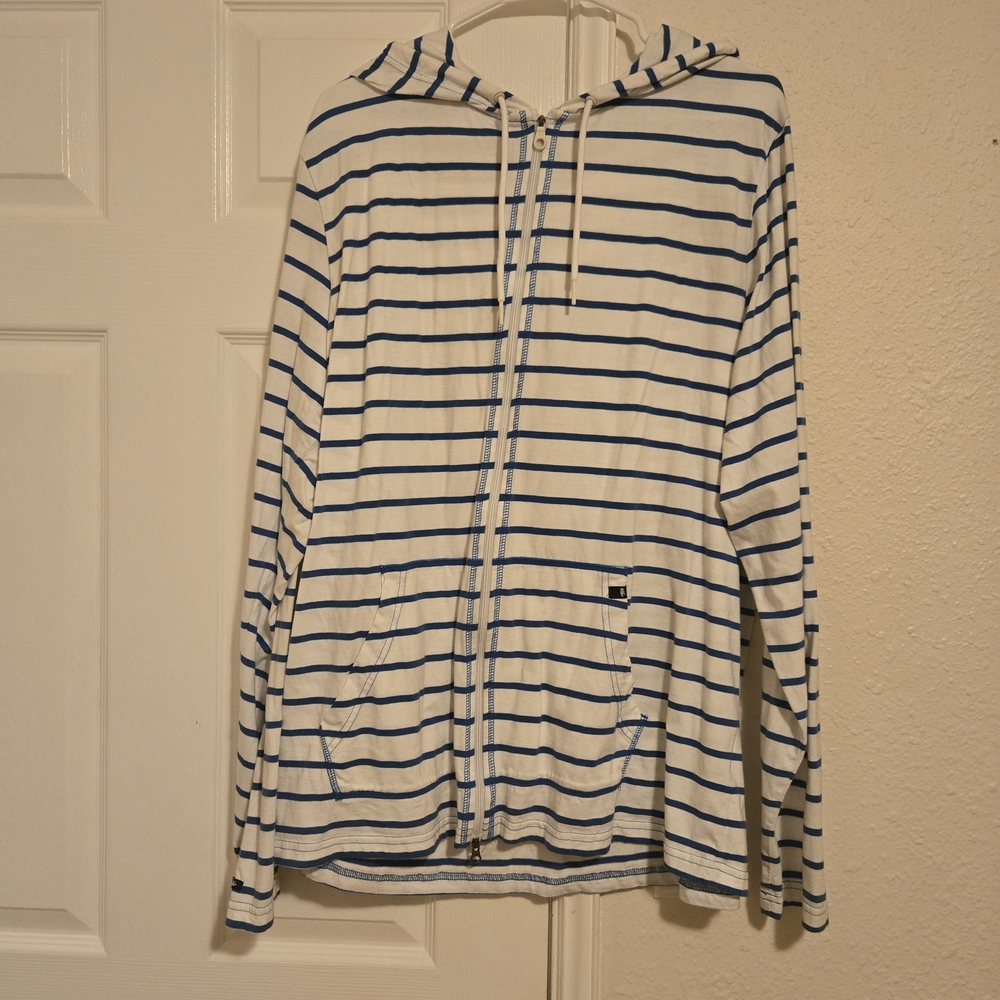 Nike Blue and White Striped Women's Jacket